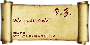 Váradi Zoé névjegykártya